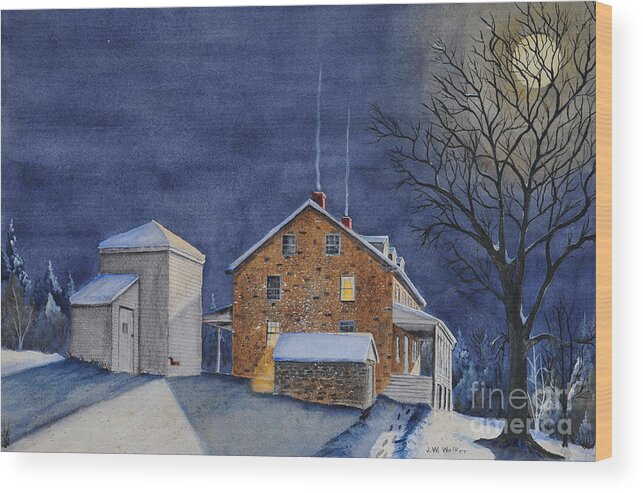 Moon Wood Print featuring the painting Pennsylvania Moon by John W Walker