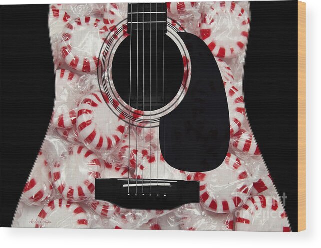 Peppermint Wood Print featuring the photograph Peppermint Abstract Guitar by Andee Design