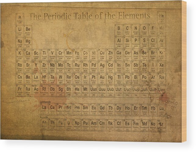 Periodic Wood Print featuring the mixed media Periodic Table of the Elements by Design Turnpike
