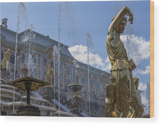 St. Petersburg Wood Print featuring the photograph Peterhof Palace by David Gleeson
