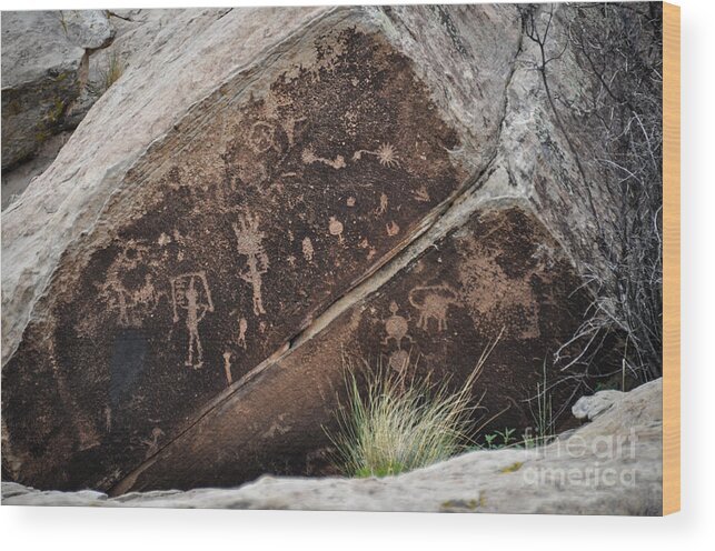 Petroglyphs Wood Print featuring the photograph Petroglyphs by Cheryl McClure