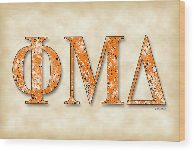 Phi Mu Delta Wood Print featuring the digital art Phi Mu Delta - Parchment by Stephen Younts