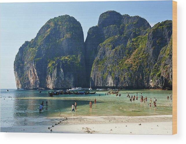 Water's Edge Wood Print featuring the photograph Phi Phi Island, Thailand by Andrea Pistolesi