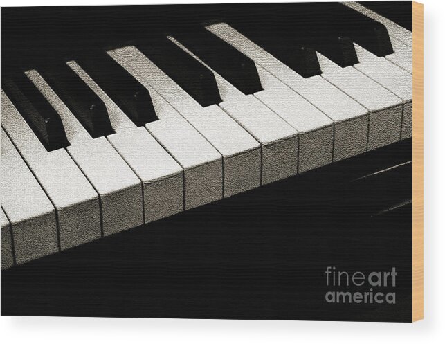 Piano Wood Print featuring the photograph Piano Keys Coffee Tone by Andee Design