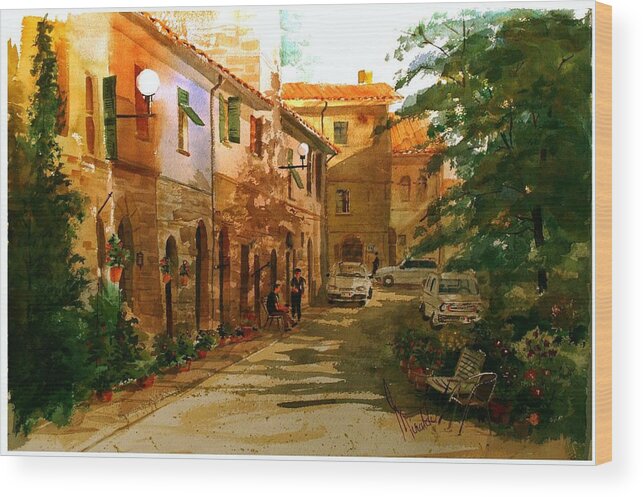 Italy Wood Print featuring the painting Piazza Della Giada by Gerald Miraldi