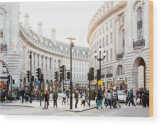 Piccadilly Circus Wood Print featuring the photograph Piccadilly Circus and Regent Street in London, England, UK by Alexander Spatari