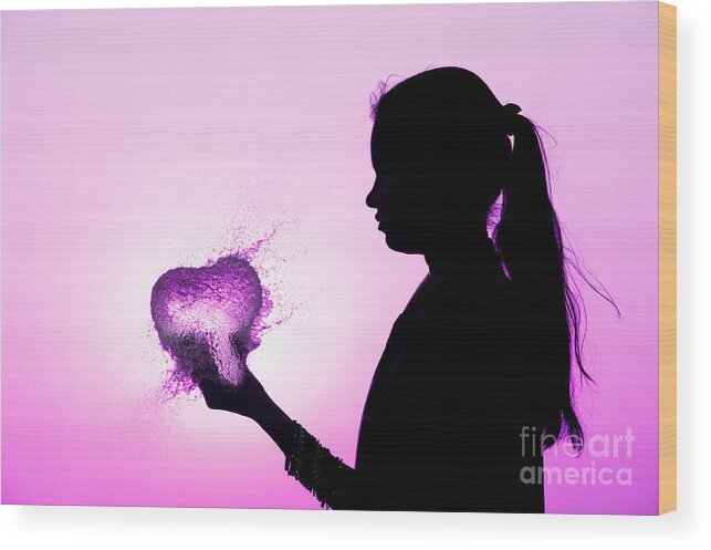 Heart Wood Print featuring the photograph Pink Water Heart by Tim Gainey
