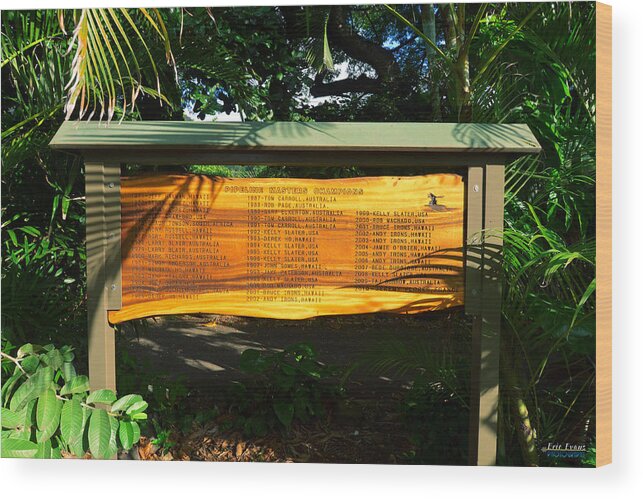 Banzai Pipeline Wood Print featuring the photograph Pipeline Masters Winners Plaque by Aloha Art