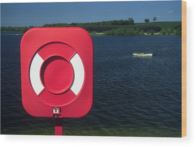 Lifebuoy Wood Print featuring the photograph Pitsford Reservoir Lifebuoy by Gordon James