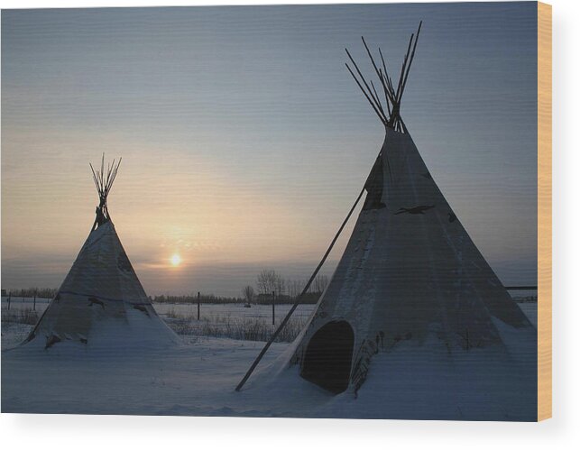 Tipi Wood Print featuring the photograph Plains Cree Tipi by Larry Trupp