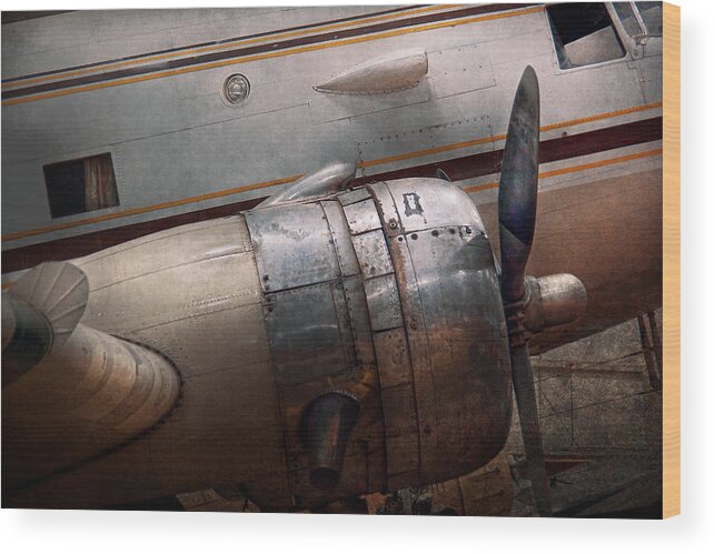 Plane Wood Print featuring the photograph Plane - A little rough around the edges by Mike Savad