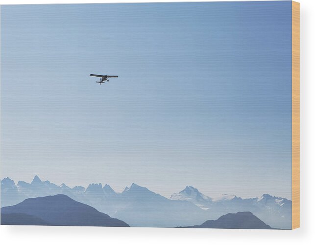 Alaska Wood Print featuring the photograph Plane and Mountains by Michele Cornelius