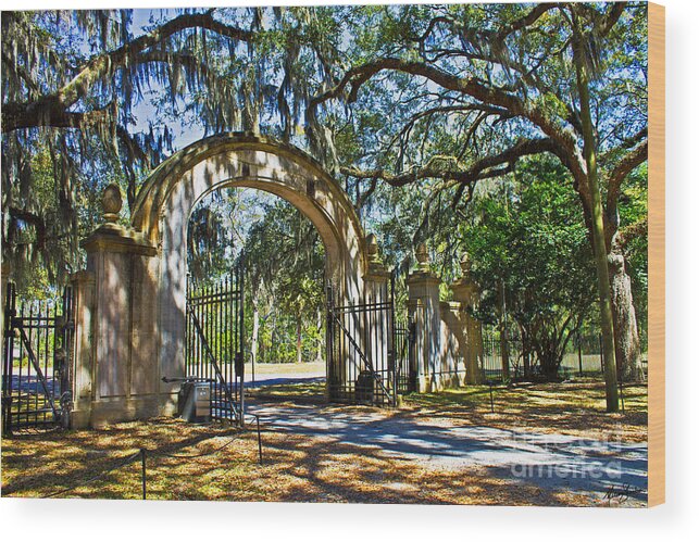 Photography Wood Print featuring the photograph Plantation Gate by Melissa Fae Sherbon