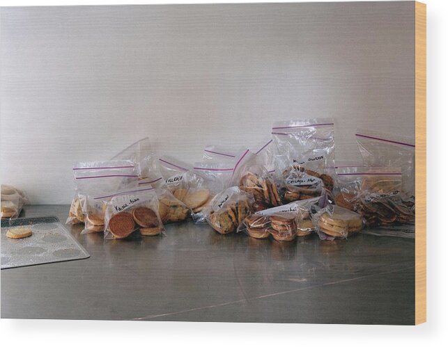 Cooking Wood Print featuring the photograph Plastic Bags Of Cookies by Romulo Yanes