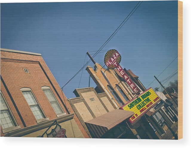 Plaza Wood Print featuring the photograph Plaza Theatre by Amber Flowers