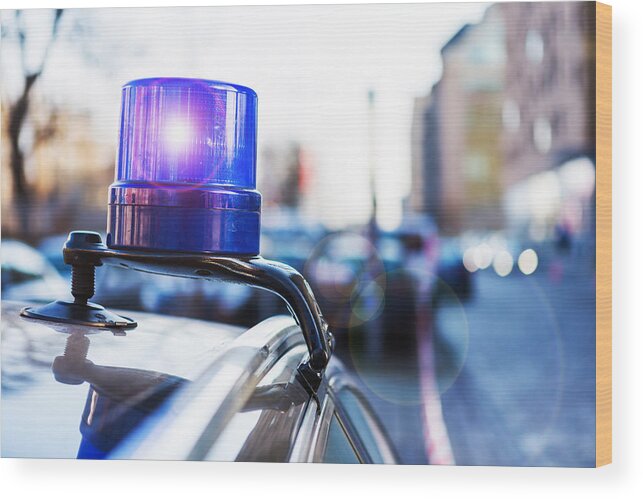 People Wood Print featuring the photograph Police light on a civil car of the german police - (Berlin, Germany) by Fhm