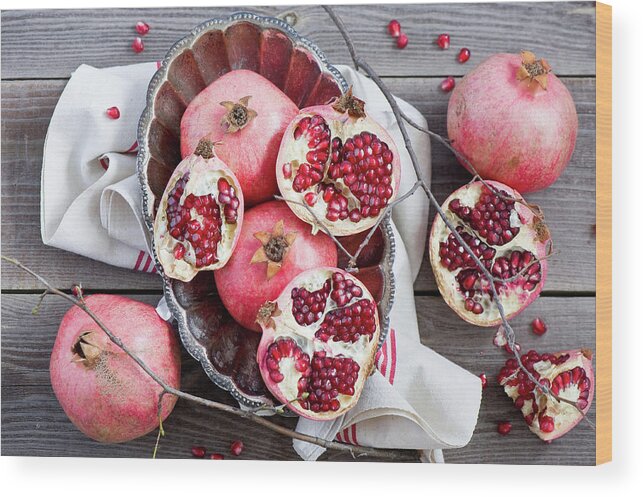 Outdoors Wood Print featuring the photograph Pomegranate by Verdina Anna