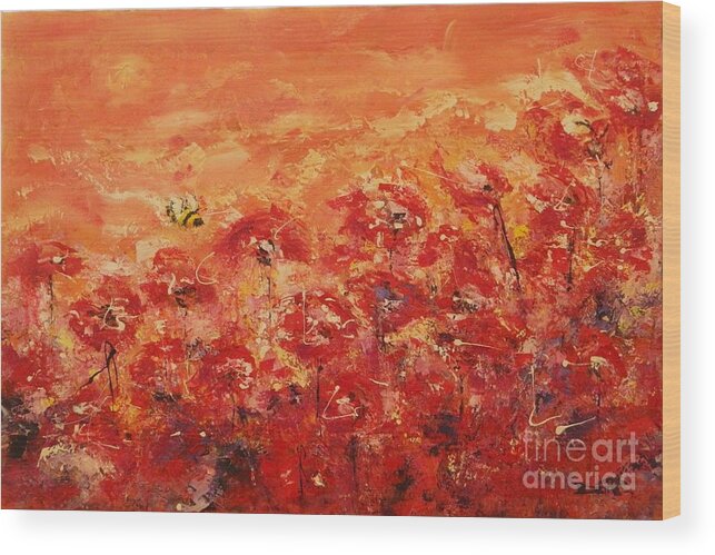 Poppy Wood Print featuring the painting Poppy Fly By by Dan Campbell