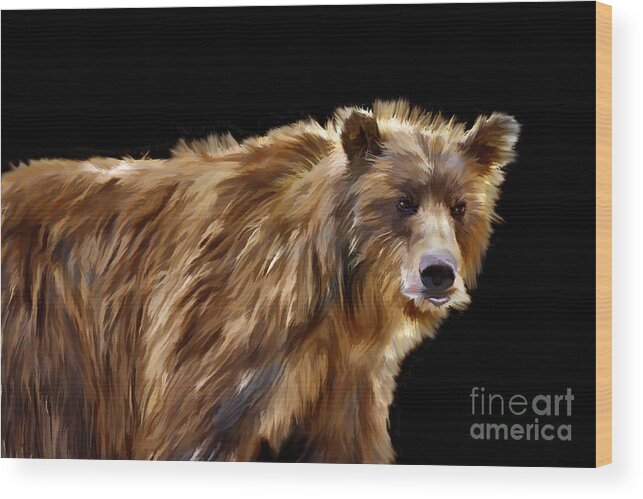 Paintography Wood Print featuring the photograph Portrait brown bear by Dan Friend