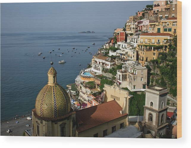 Built Structure Wood Print featuring the photograph Positano Sunrise by Nadia Casey Photo