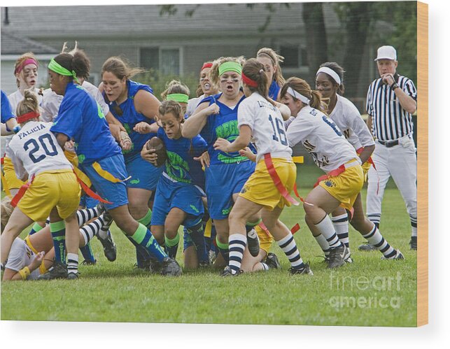 Sports Wood Print featuring the photograph Powderpuff Footbal by Jim West