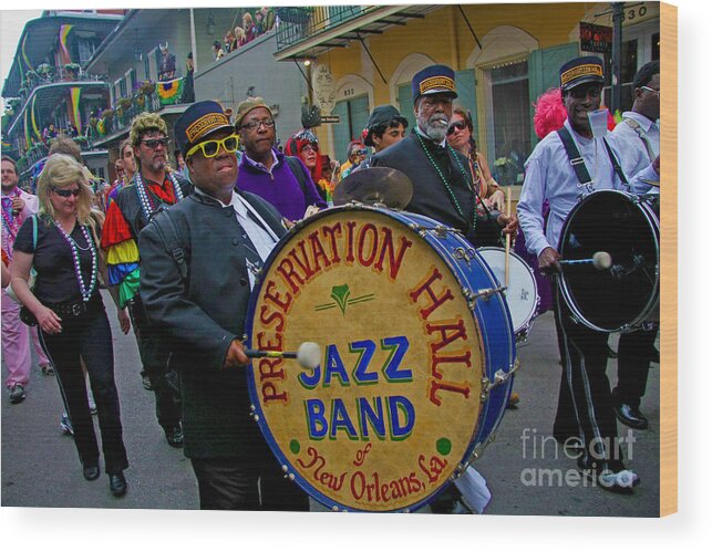 Mardi Gras Day Photo Wood Print featuring the photograph New Orleans Jazz Band by Luana K Perez