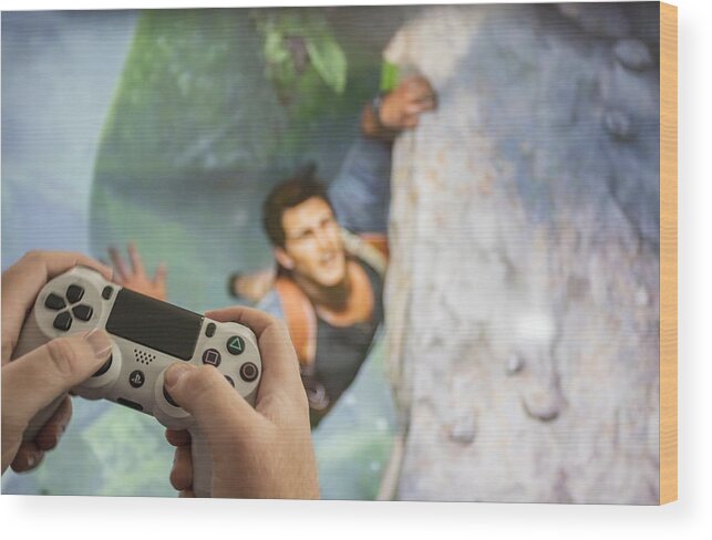 Number 4 Wood Print featuring the photograph PS4 video game Uncharted 4 by Lpettet