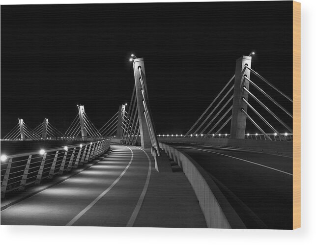 Bridge Wood Print featuring the photograph Ptuj bridge BW by Ivan Slosar