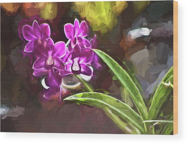 Artwork Wood Print featuring the photograph Purple Vanda Orchid Honolulu, Oahu by Joe Carini