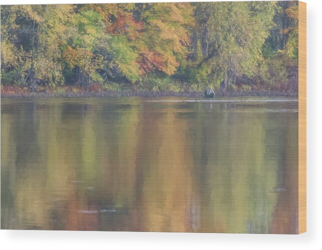 Autumn Wood Print featuring the photograph Quiet Autumn Day at the Pond by Jean-Pierre Ducondi