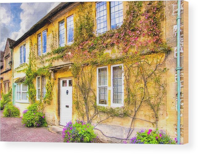 English Village Wood Print featuring the photograph Quintessential English Village Cottage - Lacock by Mark Tisdale