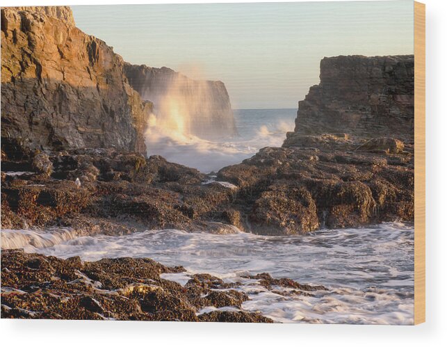 Beach Wood Print featuring the photograph Raging Sea in September by Weir Here And There