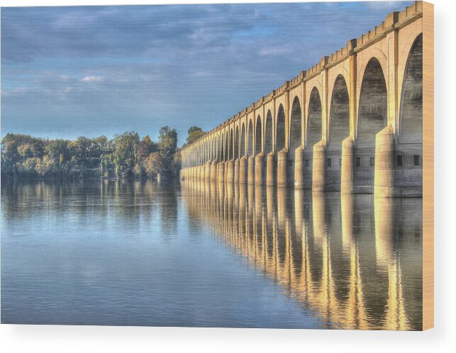 Bridge Wood Print featuring the photograph RailRoad Bridge by Sharon Batdorf