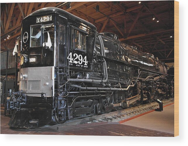 California State Train Museum Wood Print featuring the photograph Southern Pacific Cab Forward Railroad Engine No 4294 by Michele Myers