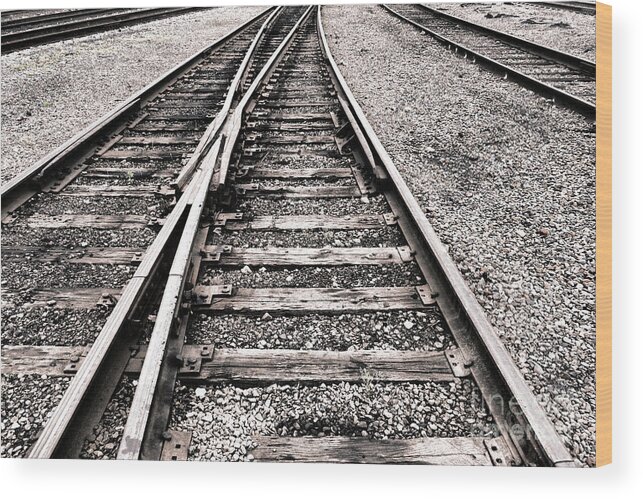 Railroad Wood Print featuring the photograph Railroad Switch by Olivier Le Queinec