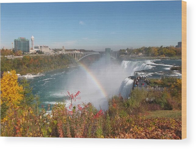 American Falls Wood Print featuring the photograph Rainbow at the American Falls by Richard Andrews