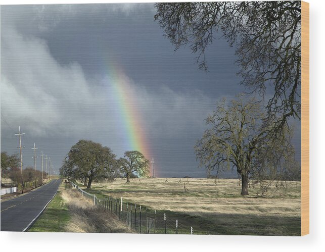 Rainbox Wood Print featuring the photograph Rainbow in Stockton by Carol M Highsmith