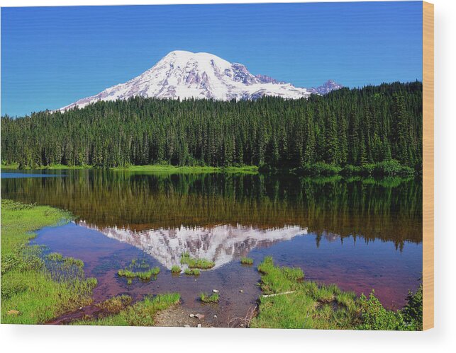 Rainier Wood Print featuring the photograph Rainier Reflections by Greg Norrell