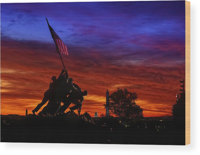 Iwo Wood Print featuring the photograph Raising The Flag by Metro DC Photography