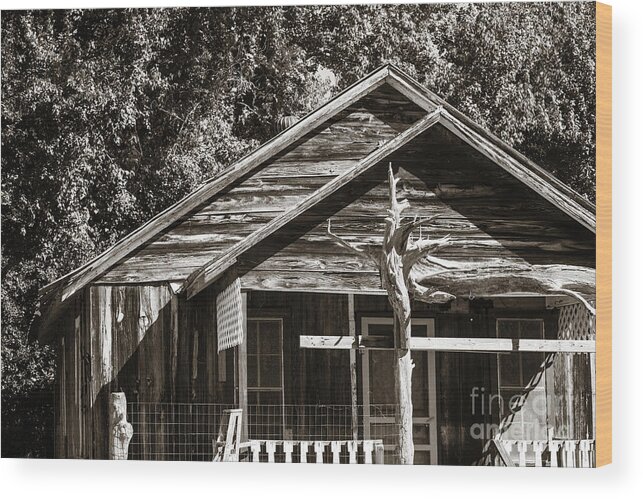 Ranch House Wood Print featuring the photograph Ranch House Very Old in Antique Sepia 3011.01 by M K Miller
