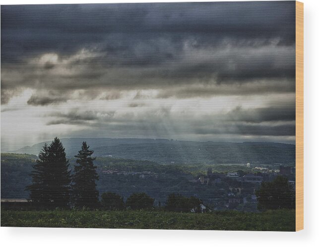 Cornell Wood Print featuring the photograph Rays over Cornell by Monroe Payne