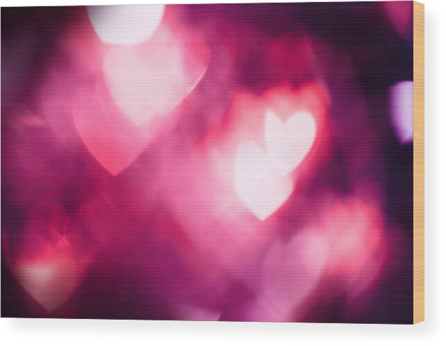 Art Wood Print featuring the photograph Red Abstract background with heat bokeh by Oxygen