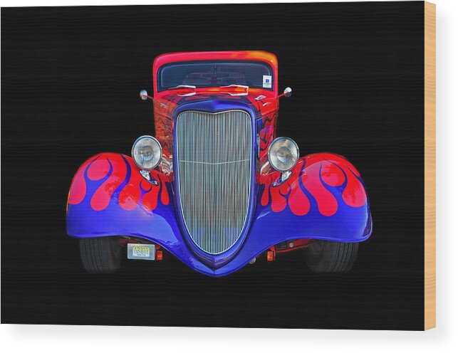 Car Wood Print featuring the photograph Red and Blue Custom by Dave Mills