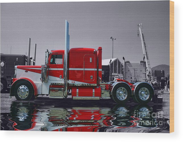 Trucks Wood Print featuring the photograph Red and White Peterbilt by Randy Harris