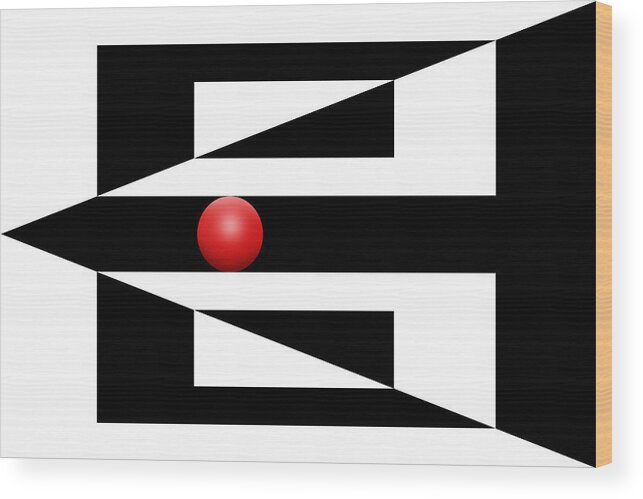 Abstract Wood Print featuring the digital art Red Ball 3 by Mike McGlothlen