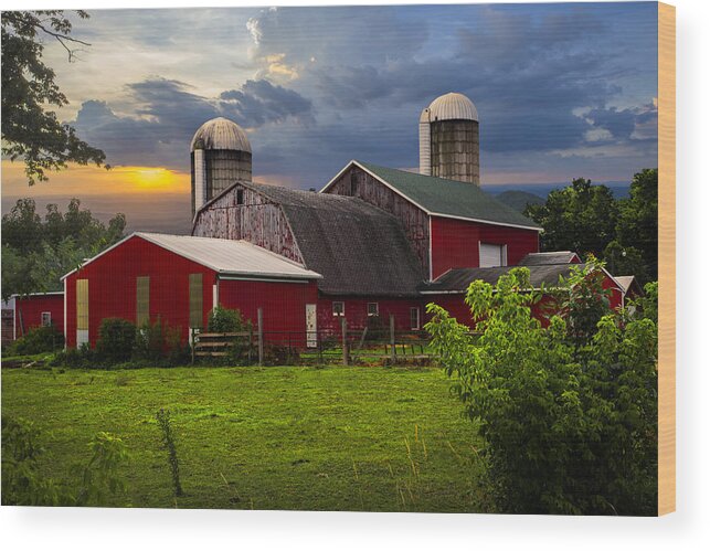 Appalachia Wood Print featuring the photograph Red Barns by Debra and Dave Vanderlaan