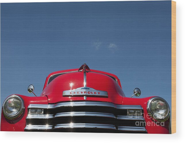 Chevrolet 3100 1953 Pickup Chevrolet Wood Print featuring the photograph Red Chevrolet 3100 1953 Pickup by Tim Gainey