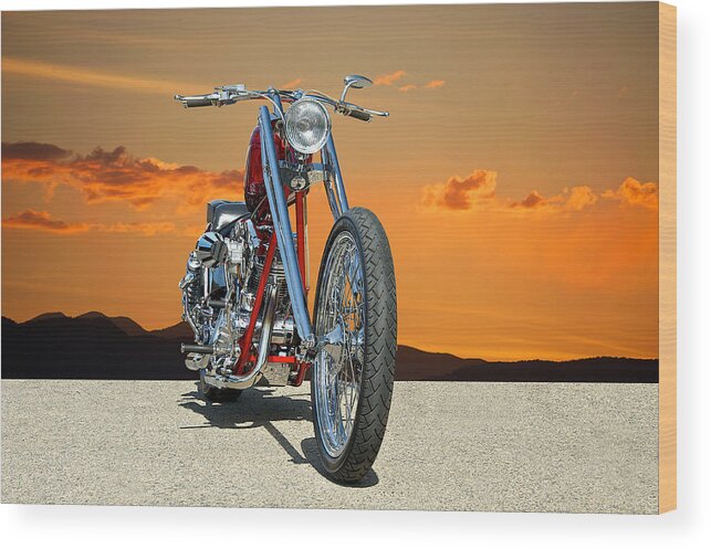 Art Wood Print featuring the photograph Red Chopper G by Dave Koontz