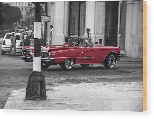  Cuba Wood Print featuring the photograph Red Convertible by Patrick Boening