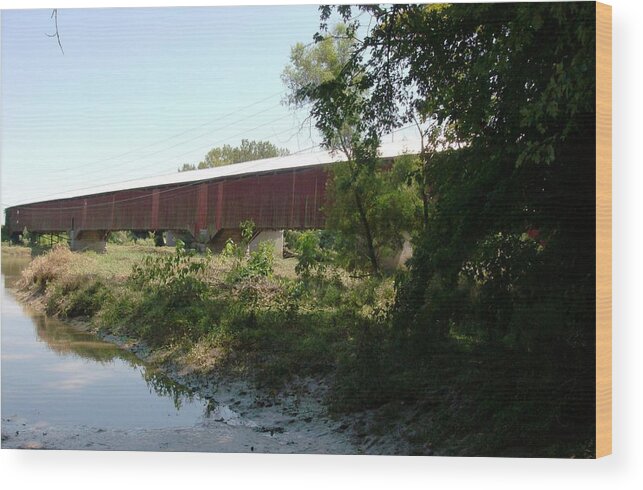 Landscape Wood Print featuring the photograph Red Covered Bridge by Fortunate Findings Shirley Dickerson